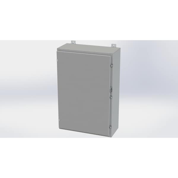 Clamps with Padlock Hasp Electrical Enclosures, 36 in H, 10 in D, 24 in W, NEMA 4, Carbon Steel